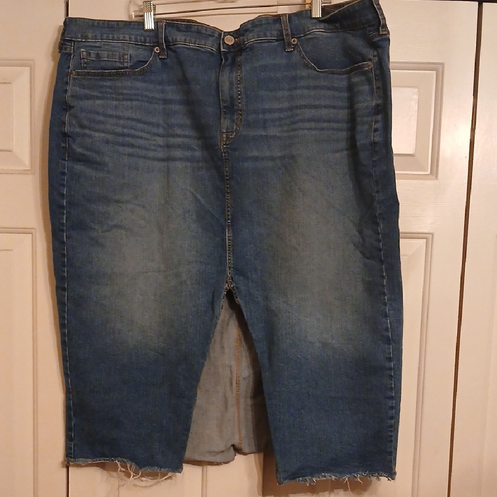 Torrid Blue Denim Skirt with Frayed Hem